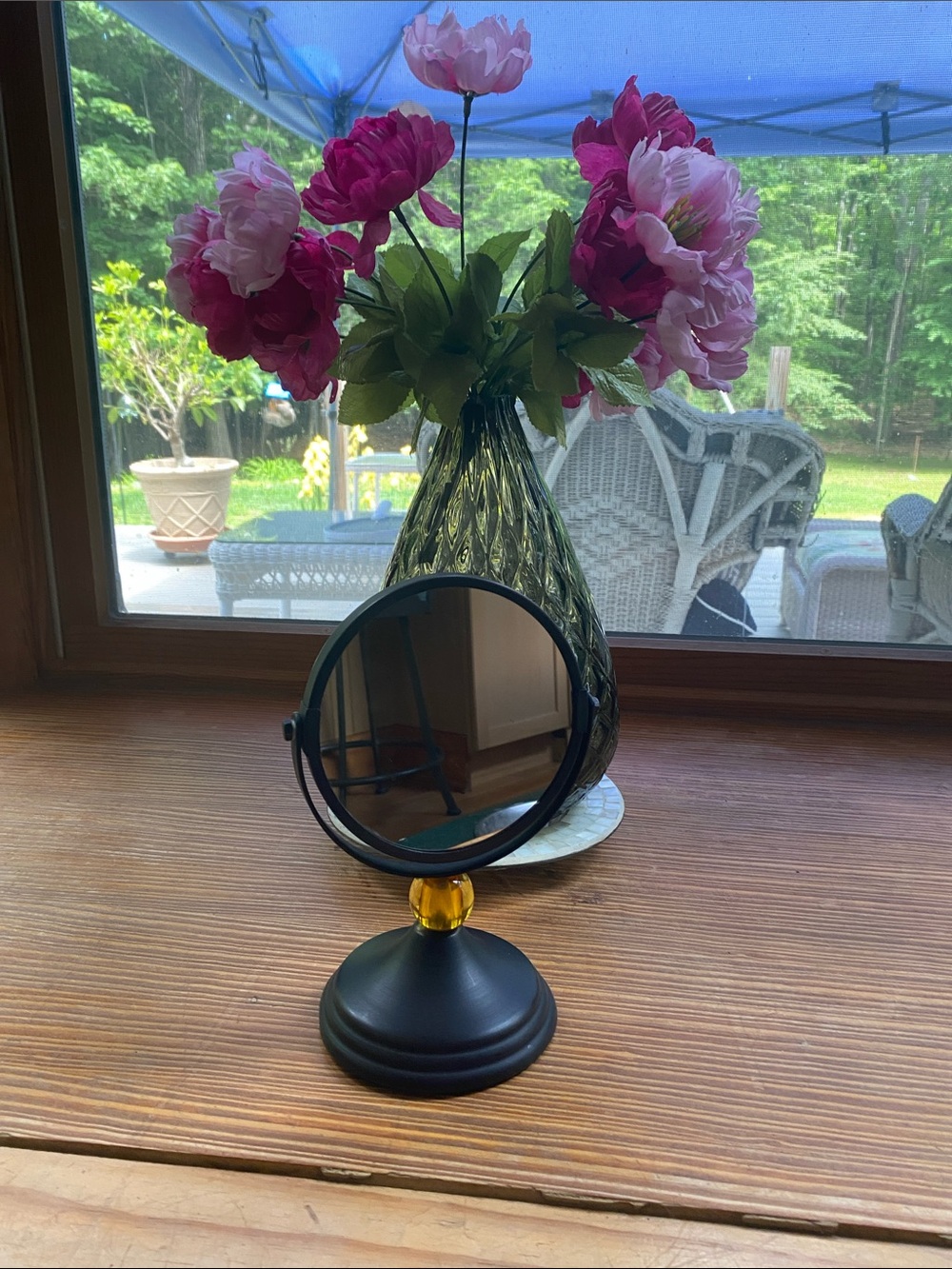 NWOT Rubbed Bronze Mirror with Amber Accent